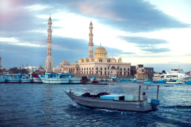 Hurghada, Egypt, December 2018 – The main mosque in the center of Hurghada city